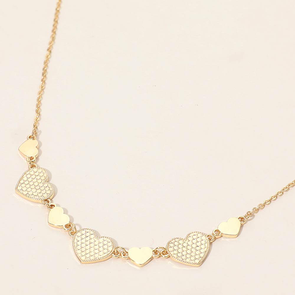 Metal Heart Plate Link Necklace