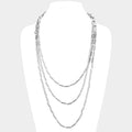 Metal Cylinder Triple Layered Bib Necklace