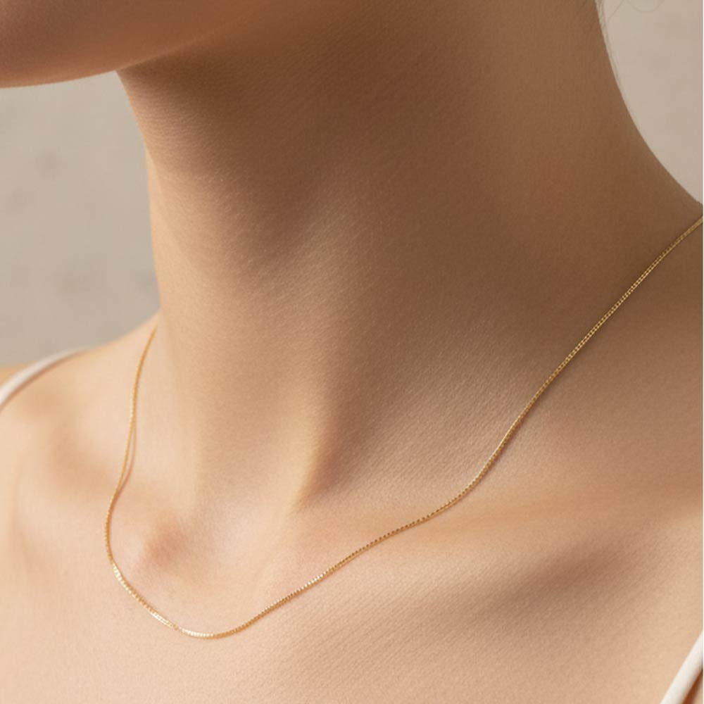 Gold Dipped Delicate Box Chain Necklace