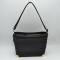 Quilted Diamond Pattern Shoulder Bag with Bottom Corner Accents
