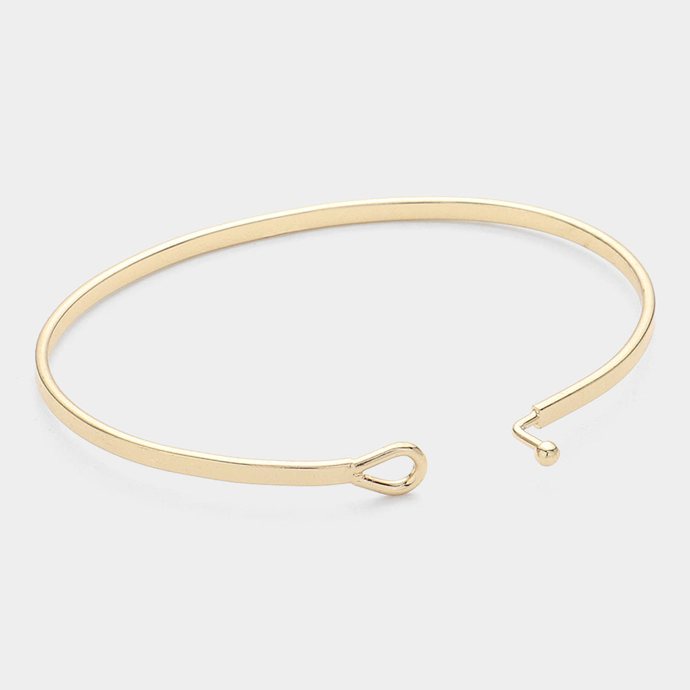 "Now I'm a Warrior" Thin Brass Metal Hook Bracelet