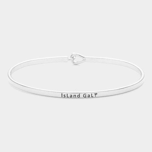 "Island Gal" Thin Brass Metal Hook Bracelet