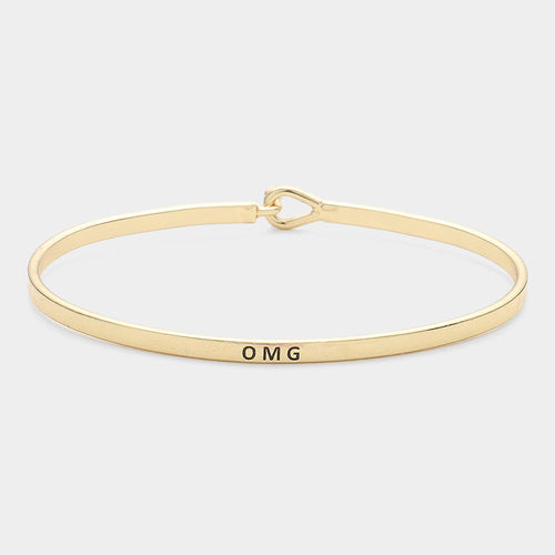 "OMG" Thin Brass Metal Hook Bracelet