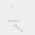 Rhinestone Mama Accented Open Metal Circle Dangle Earrings