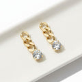 Gold Plated Hypoallergenic Stone Tip Chain Drop Earrings