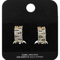 Gold Dipped Baguette CZ Mini Half Hoop Earrings
