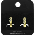 Gold Dipped CZ Embellished Twisted Mini Open Hoop Earrings
