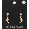 CZ Stone Pointed Metal Dolphin Dangle Earrings