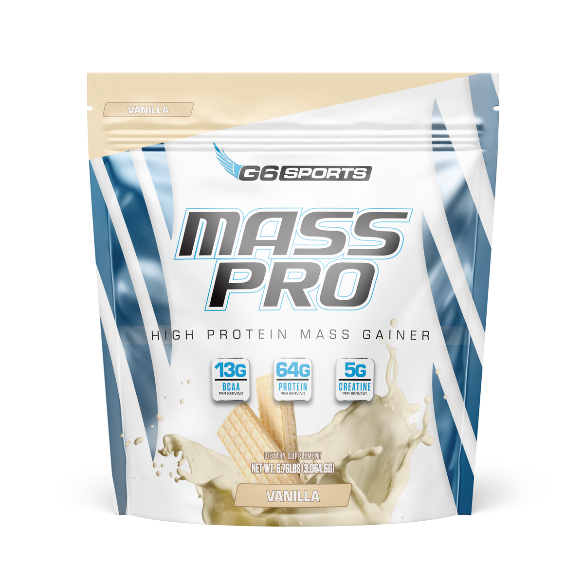 G6 Sports Mass Pro High Protein Mass Gainer — Vanilla, 14 Servings