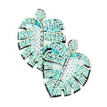 Beaded Tropical Leaf Dangle Earrings