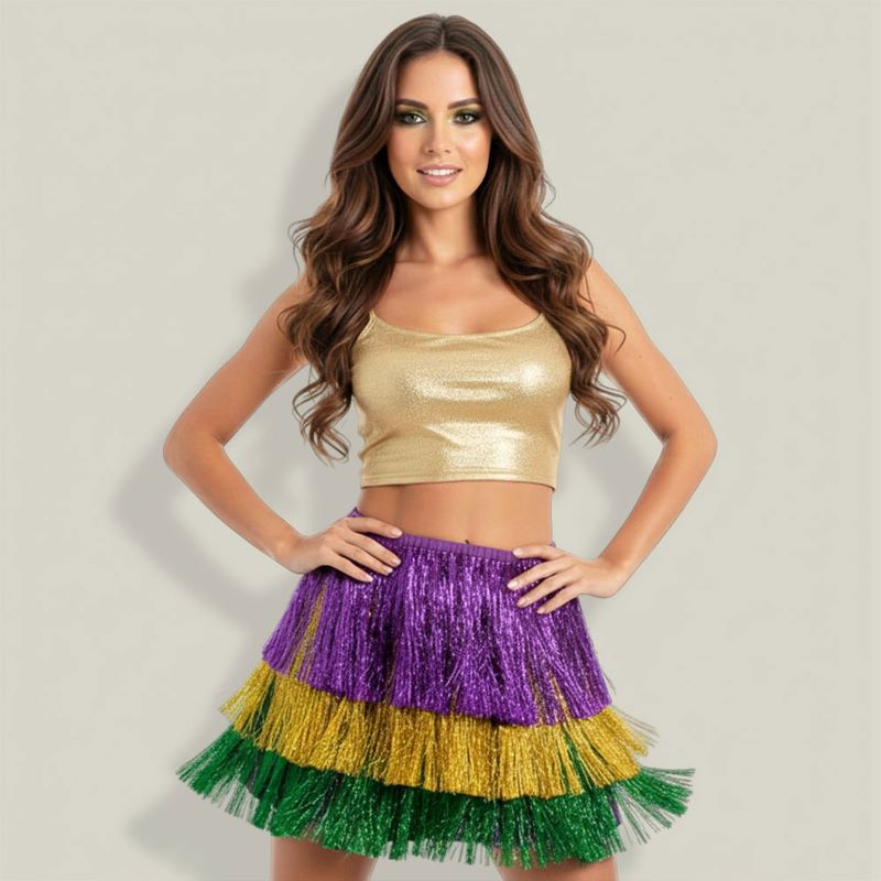 Mardi Gras Layered Fringe Skirt