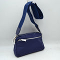 Multi-Zipper Nylon Crossbody Bag with Wide Textured Strap