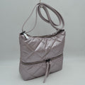 Quilted Crossbody Shoulder Bag with Front Zip Pocket and Adjustable Strap
