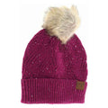 Sequin Brioche Cable Knit Fur Pom C.C Beanie