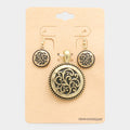 Embossed Antique Round Magnetic Pendant Set