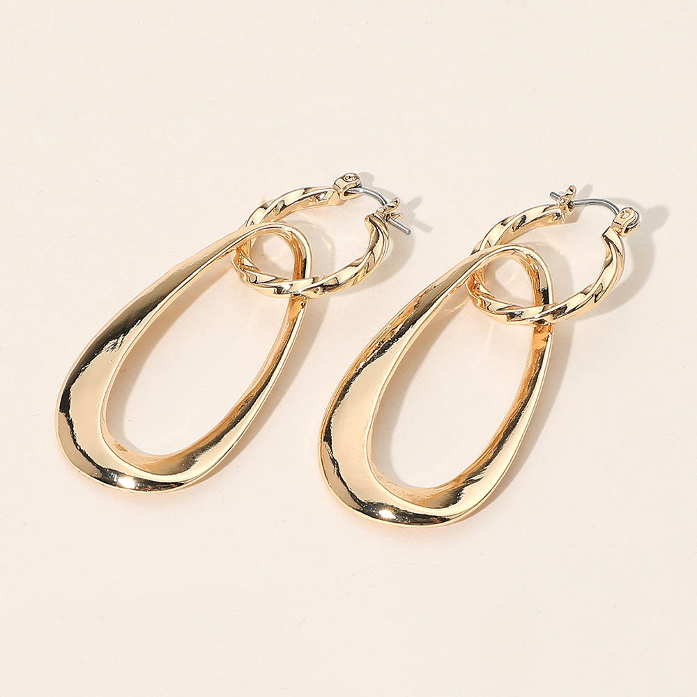 Sculptural Metal Drop Pin Catch Earrings