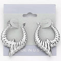 Abstract Metal Pin Catch Hoop Earrings
