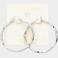14K Gold Dipped 1.6 Inch Irregular Metal Hoop Pin Catch Earrings