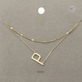 -P- Initial Monogram Brass Metal Necklace