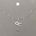 -R- Initial Monogram Brass Metal Necklace