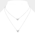 Double Round Stone Pendant Layered Necklace