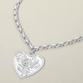 Rose Embossed Heart Pendant Decorative Link Chain Necklace