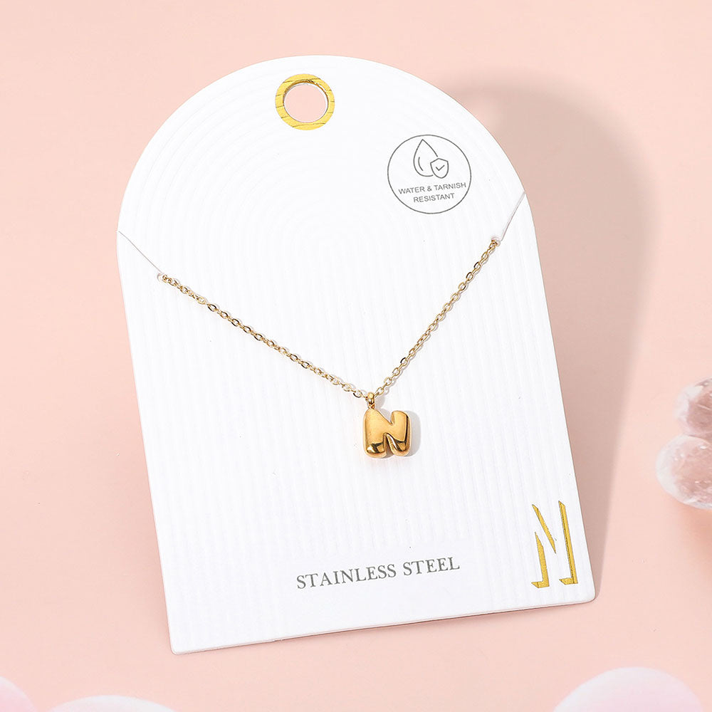 -N- Stainless Steel Monogram Pendant Necklace
