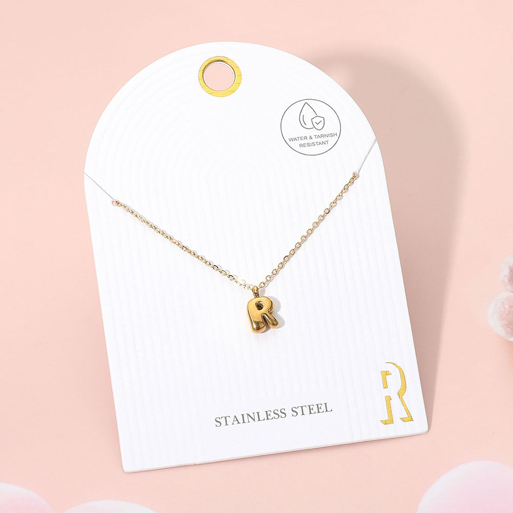 -R- Stainless Steel Monogram Pendant Necklace