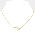 Rhinestone Wavy Metal Pendant Necklace