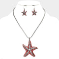 Crystal Enamel Starfish Pendant Necklace