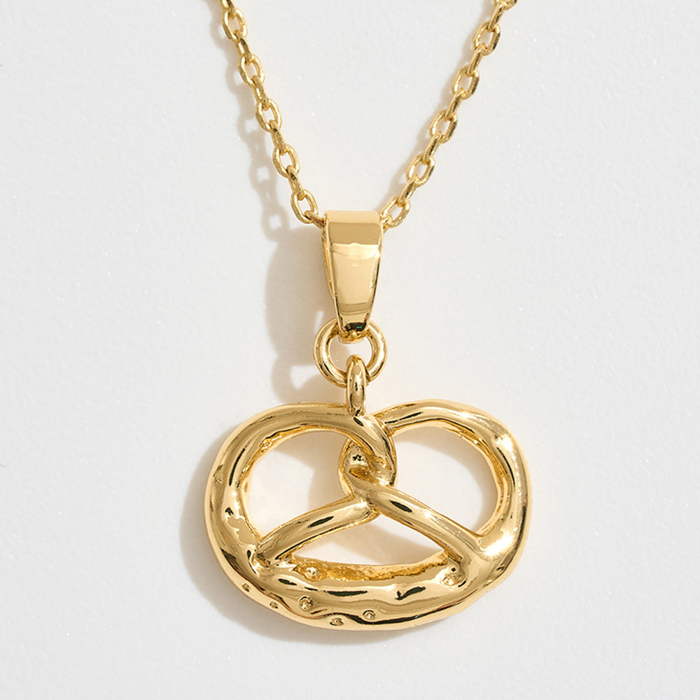 14K Gold Dipped Pretzel Pendant Necklace