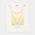 -F- Initial Monogram Round Metal Pendant Necklace