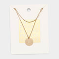 -H- Initial Monogram Round Metal Pendant Necklace