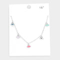 Enamel Evil Eye Pendant Station Necklace