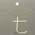 -t- Brass Initial Monogram Metal Pendant Necklace