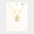 -C- Brass Metal Rectangle Initial Monogram Pendant Necklace
