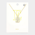 -E- Brass Metal Rectangle Initial Monogram Pendant Necklace