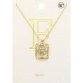 -F- Brass Metal Rectangle Initial Monogram Pendant Necklace