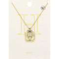 -H- Brass Metal Rectangle Initial Monogram Pendant Necklace