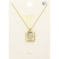 -I- Brass Metal Rectangle Initial Monogram Pendant Necklace