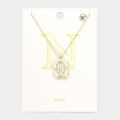 -N- Brass Metal Rectangle Initial Monogram Pendant Necklace