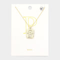 -P- Brass Metal Rectangle Initial Monogram Pendant Necklace