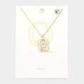 -Q- Brass Metal Rectangle Initial Monogram Pendant Necklace