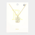 -R- Brass Metal Rectangle Initial Monogram Pendant Necklace