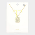 -T- Brass Metal Rectangle Initial Monogram Pendant Necklace