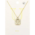 -U- Brass Metal Rectangle Initial Monogram Pendant Necklace
