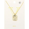 -V- Brass Metal Rectangle Initial Monogram Pendant Necklace