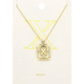 -X- Brass Metal Rectangle Initial Monogram Pendant Necklace