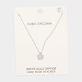 White Gold Dipped CZ Pave Pendant Necklace