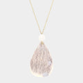 Glittered Teardrop Pendant Long Necklace